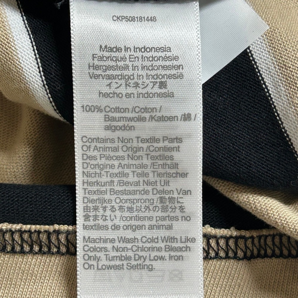 Madewell Womens Tan Black Stripe Rugby Polo Boxy Shirt M Medium New Preppy - Picture 8 of 8
